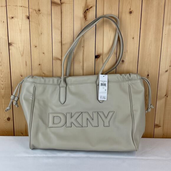 DKNY Essie Drawstring Tote NWT - Beige, about 15x12x5 inches - Picture 1 of 8